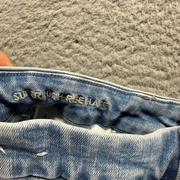 American Eagle Outfitters Luxe Jeans Womens 10 Blue Denim Flared Faded Stretch - Picture 7 of 13